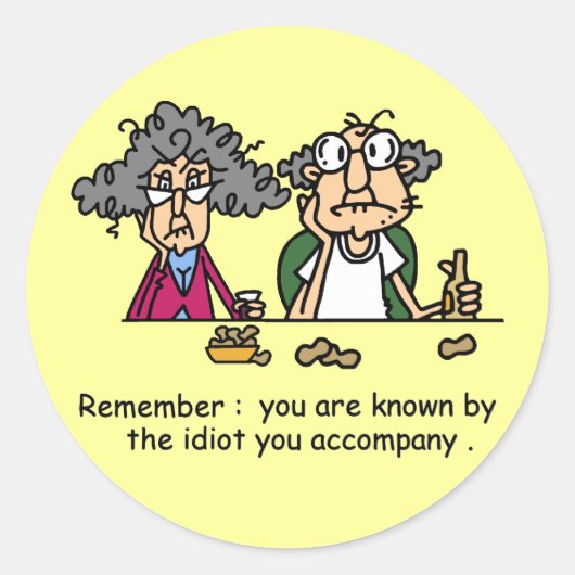 Idioot Company Ronde Sticker (Voorkant)