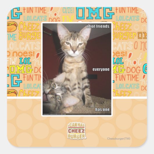 Idioot Vrienden Vierkante Sticker (Voorkant)