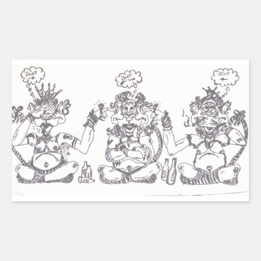 Idiot Rechthoekige Sticker (Voorkant)