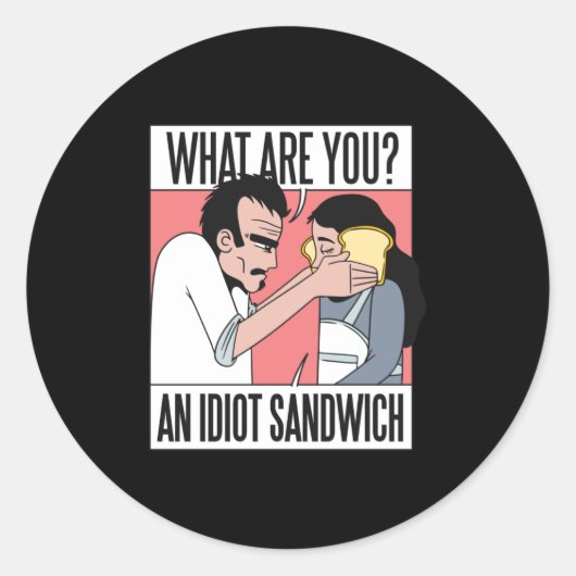 Idiot Sandwich Ronde Sticker (Voorkant)