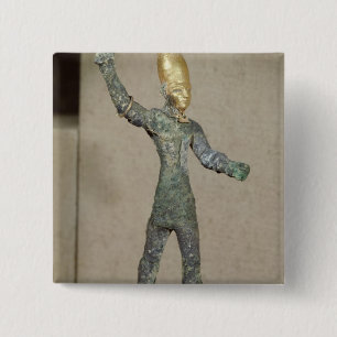 Idol van de god Baal, uit Ugarit, Syrië Vierkante Button 5,1 Cm