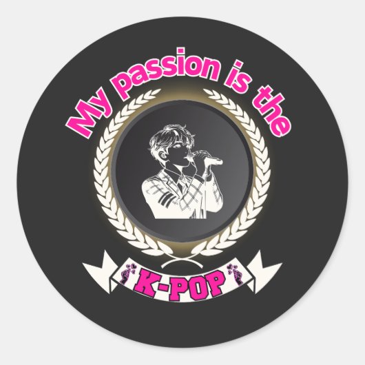 Idol Zingen KPop Passion Muziek Cultuur Fandom Ene Ronde Sticker (Voorkant)