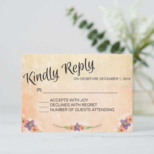 IDP1-menu waterverf-weddenschapskaart RSVP Kaartje (Staand voorkant)