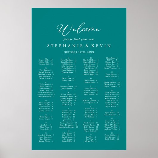 Idyllique Stylish Turquoise Alphabétique Tableau d (Devant)