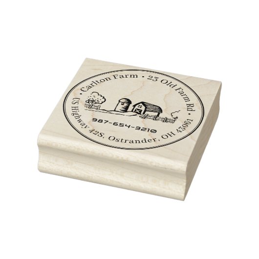 Idyllisch Boerderij Stempel met Silo, Barn en Bome (Stempel)