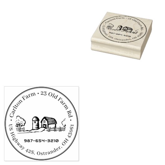 Idyllisch Boerderij Stempel met Silo, Barn en Bome (Gestempeld)