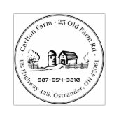 Idyllisch Boerderij Stempel met Silo, Barn en Bome (Afrduk)