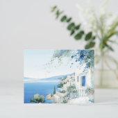Idyllisch Grieks Eiland: Digitale Waterverf Art Pr Briefkaart (Staand voorkant)