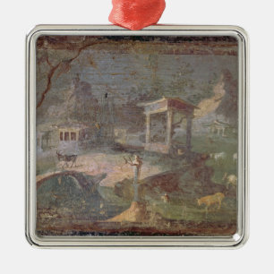 Idyllisch landschap, uit het Herculaneum, Metalen Ornament