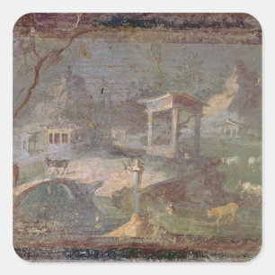 Idyllisch landschap, uit het Herculaneum, Vierkante Sticker