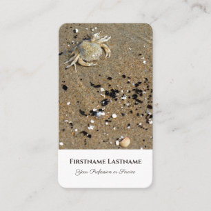 Idyllisch zandstrand met krab life coaching expert visitekaartje
