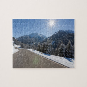 Idyllische lege weg door een winterlandschap, 2 legpuzzel
