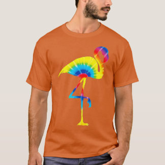 ie Dye Flamingo Rainbow Print Bird Animal Hippie P T-shirt
