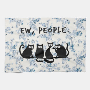Ie Mensen Grappig Meowende Zwarte Katten Theedoek