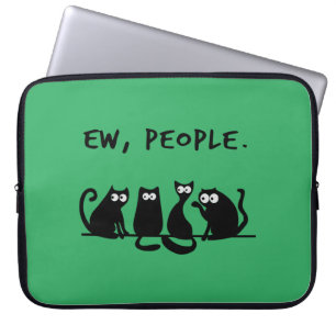 Ie Mensen Grappig Meowy Zwarte Katten Laptop Sleeve