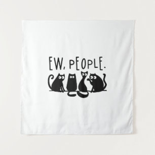 Ie Mensen Grappig Meowy Zwarte Katten Wandkleed
