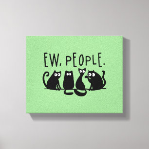 Ie Mensen Grappig Miauwende Zwarte Katten Canvas Afdruk
