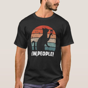Ie Mensen Zwarte Kat Vintage Anti Sociaal Introver T-shirt