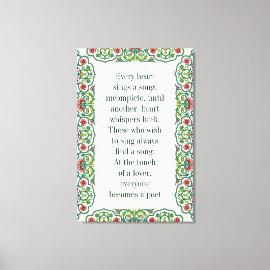 Ieder hart zingt een onvolledig liedje met een flo canvas afdruk (Voorkant)