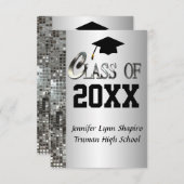 Ieder jaar Classy Silver Graduation Invitations Kaart (Voorkant / Achterkant)