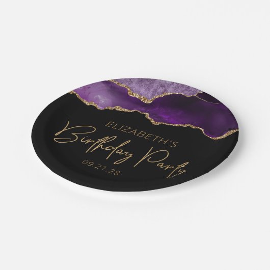 Ieder jaar Paarse goudprijs in Chic Agate Papieren Bordje (Gekanteld)