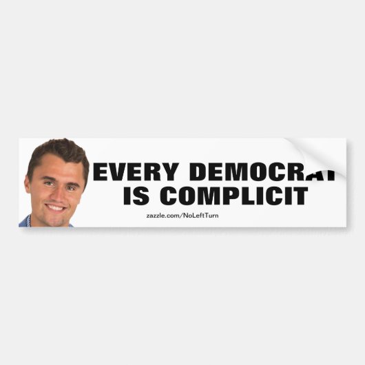 Iedere democraat is medeplichtig bumpersticker (Voorkant)
