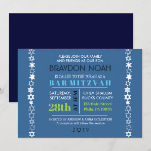 IEDERE STAR IS UNIQUE Bar Bat Mitzvah Invitation Kaart