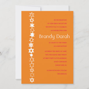 IEDERE STAR IS UNIQUE Bar Bat Mitzvah Invitation Kaart