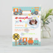 Iedereen aan boord, treinen verjaardagsfeest uitno kaart (Staand voorkant)