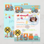 Iedereen aan boord, treinen verjaardagsfeest uitno kaart (Voorkant / Achterkant)