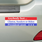 Iedereen behalve Hillary, biden, sanders Bumpersticker (Op auto)