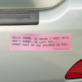 IEDEREEN BEHOORT TOT U. BUMPERSTICKER (Op auto)
