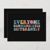 Iedereen communiceert verschillend Autisme Bewust Briefkaart (Voorkant / Achterkant)