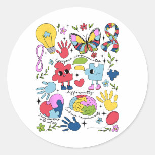Iedereen communiceert verschillend Autisme Bewust Ronde Sticker