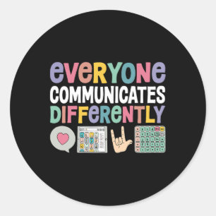 Iedereen communiceert verschillend speciaal onderw ronde sticker