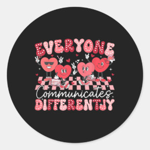 Iedereen communiceert verschillend speciaal onderw ronde sticker