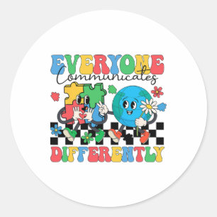 Iedereen communiceert verschillend speciaal onderw ronde sticker