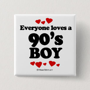 Iedereen houdt van een 90-jarige jongen vierkante button 5,1 cm
