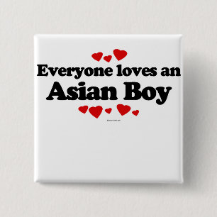 Iedereen houdt van een Aziatische jongen Vierkante Button 5,1 Cm