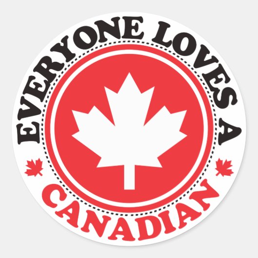 Iedereen houdt van een Canadees! Ronde Sticker (Voorkant)