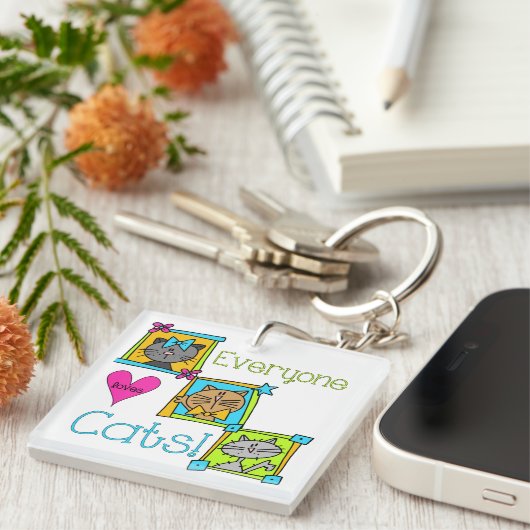 Iedereen houdt van katten sleutelhanger (Voorkant Rechts)