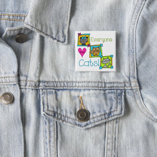 Iedereen houdt van katten vierkante button 5,1 cm (In situ)