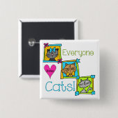 Iedereen houdt van katten vierkante button 5,1 cm (Voorkant /achterkant)
