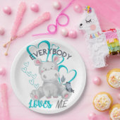 Iedereen houdt van me | Cute Hippo Papieren Bordje (Feest)