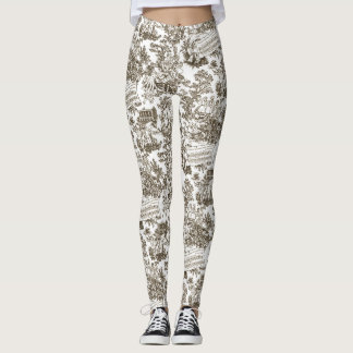 Iedereen in Harmony Toile de Jouy (natuurlijke ink Leggings