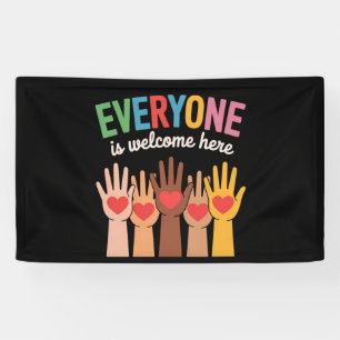 Iedereen is hier van harte welkom spandoek