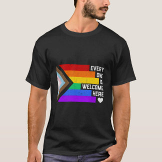 Iedereen is hier welkom in Trans Gay Lgbetq Rainbo T-shirt