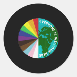Iedereen is hier welkom LGBTQ-bondgenoot Human Rig Ronde Sticker