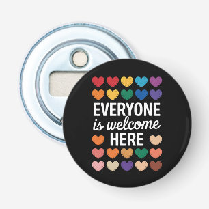 Iedereen is hier welkom LGBTQ Button Flesopener