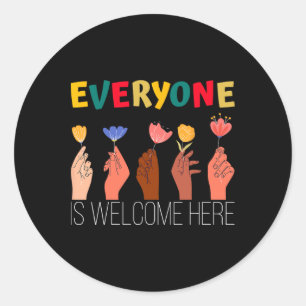 Iedereen is hier welkom om diversiteit en diversit ronde sticker